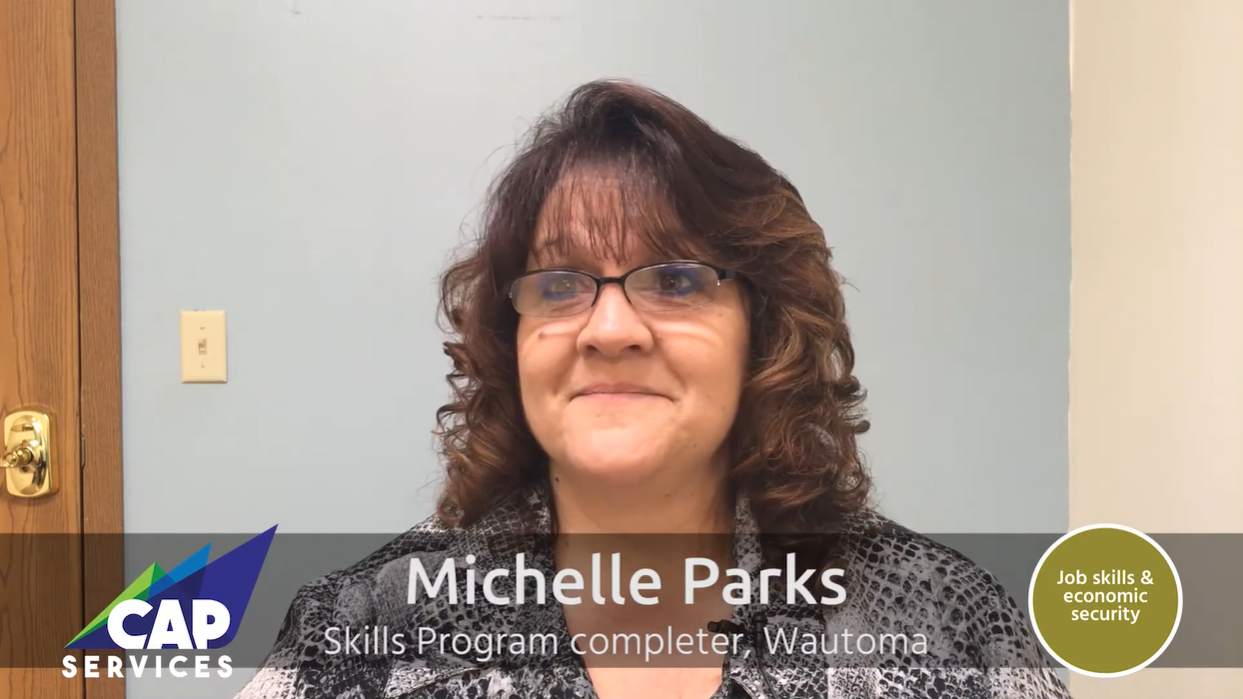 Michelle Parks a participant in the CAP Skills program, giving interview for video