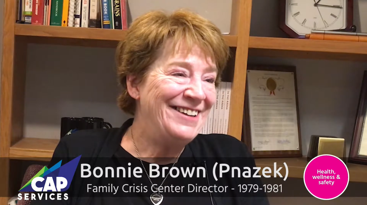Bonnie Brown (Pnazek) speaking in interview for video